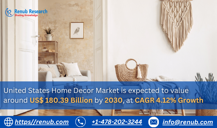 United States Home Decor Market is expected to value around US 180.39 Billion by 2030 at CAGR 4.12 Growth