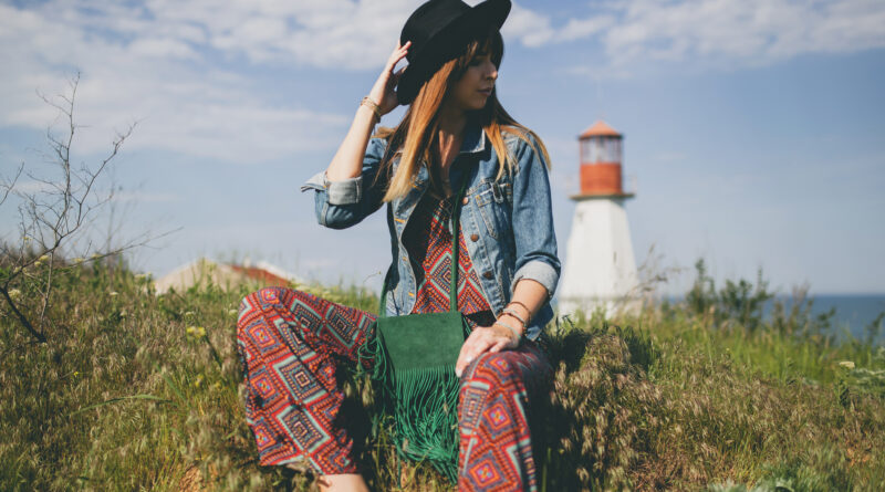 young woman bohemian style countryside 1