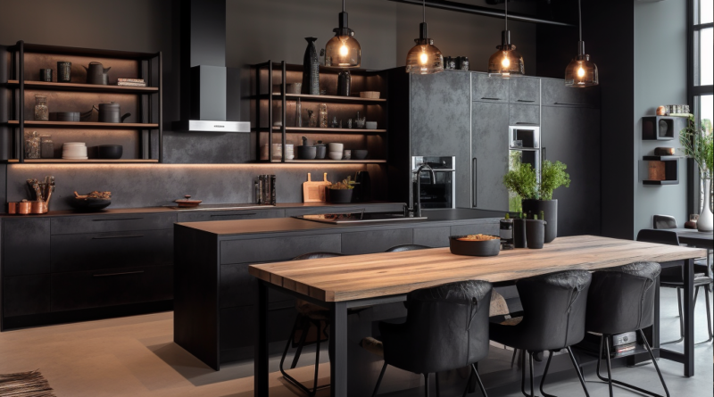 modern black kitchen cabinets