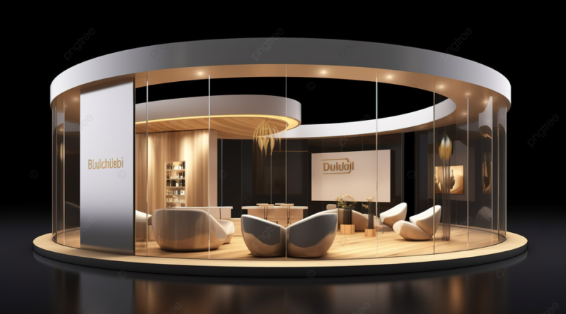 pngtree sleek 3d render of a curved exhibition booth image 13545890