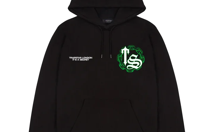 CHAIN SCRIPT HOODIE - BLACK-GREEN2