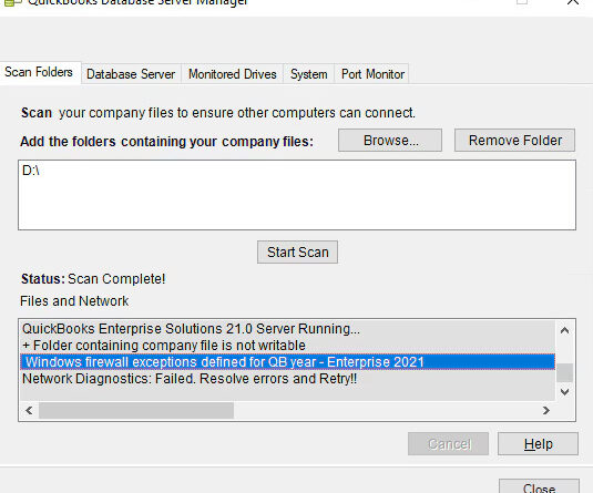 Network diagnstics failed on QB