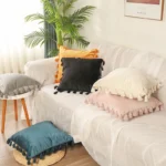 Velvet Tassel Living Room Sofa Pillowcase for Solid Color Modern Minimalist Style Cushion Cover