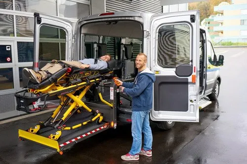 A handicap man takes a medical transportation services in nyc