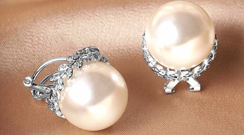 rubans silver plated 20mm pearl stud earring with elegant design earrings 32988852846766